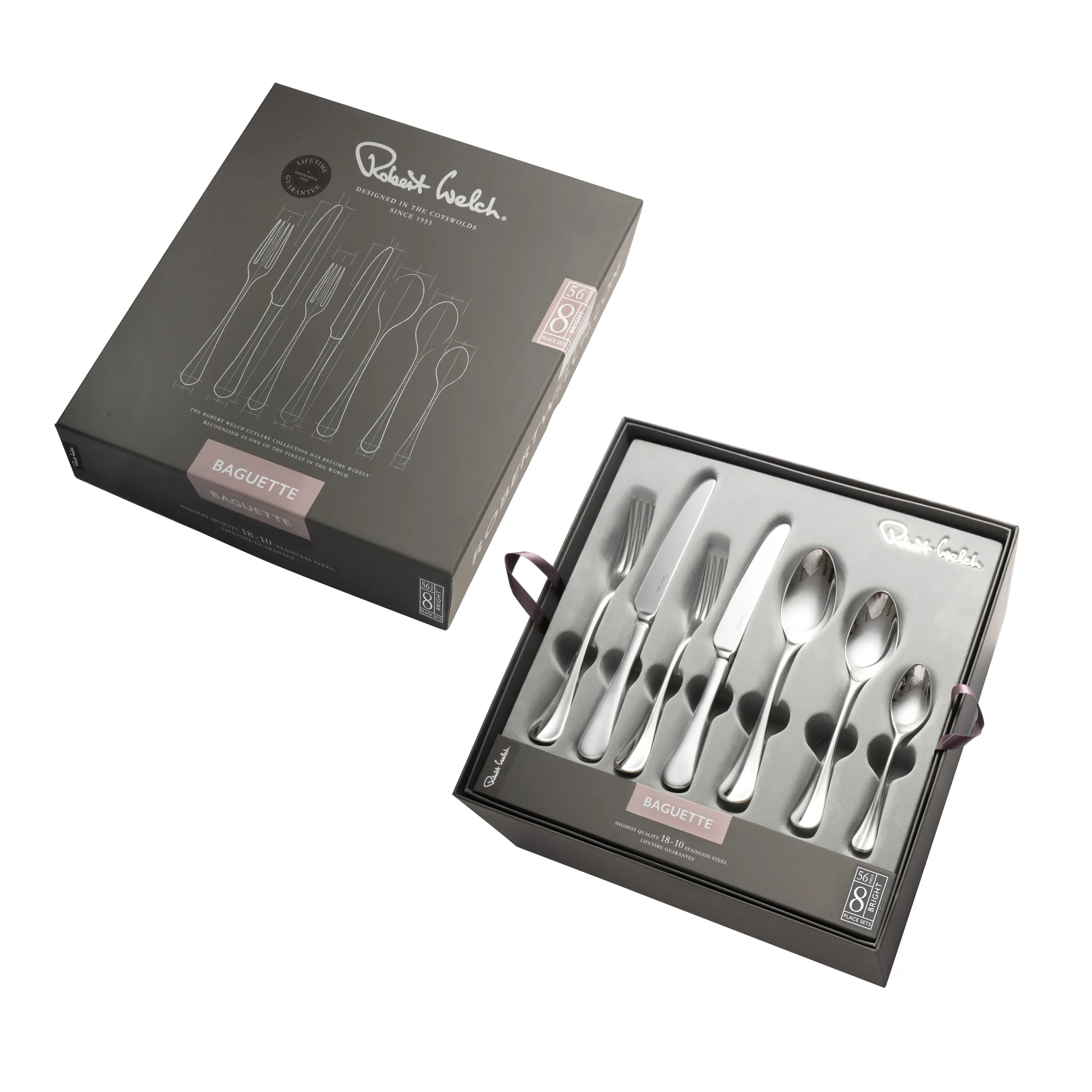 Baguette Bright Cutlery Set, 56 Piece for 8 People - Image 3