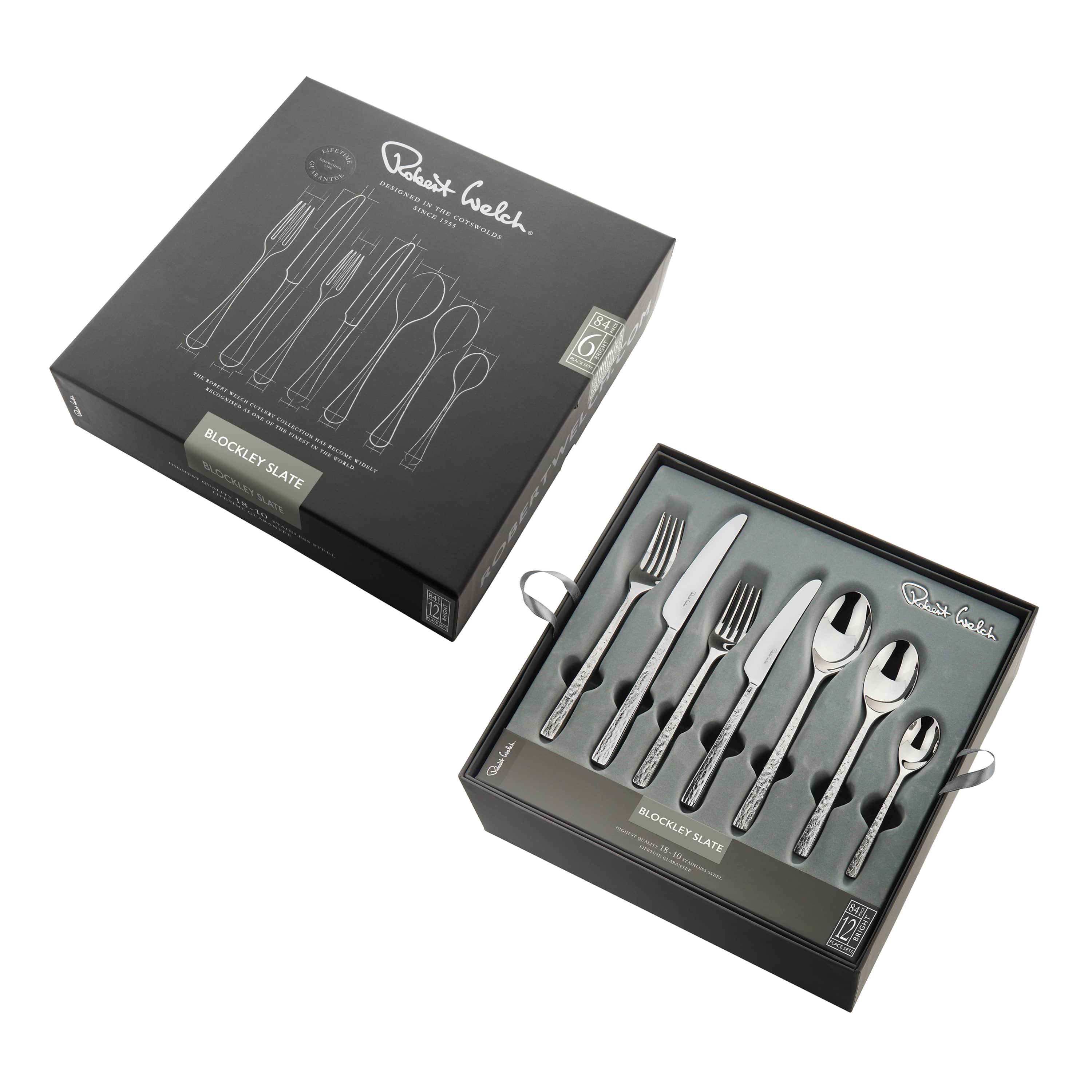 Blockley Slate Bright Cutlery Set, 84 Piece for 12 People - Image 3