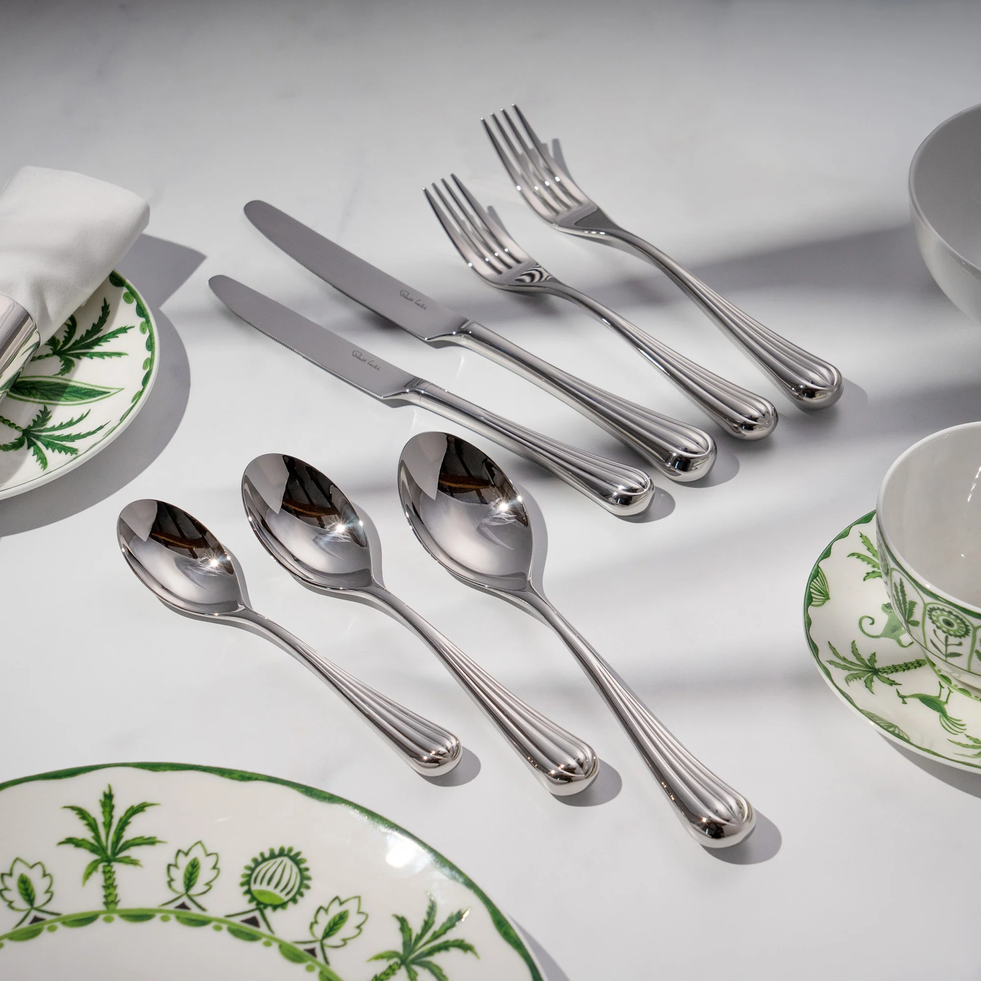 Palm Air Bright Cutlery Set, 84 Piece for 12 People - Image 2