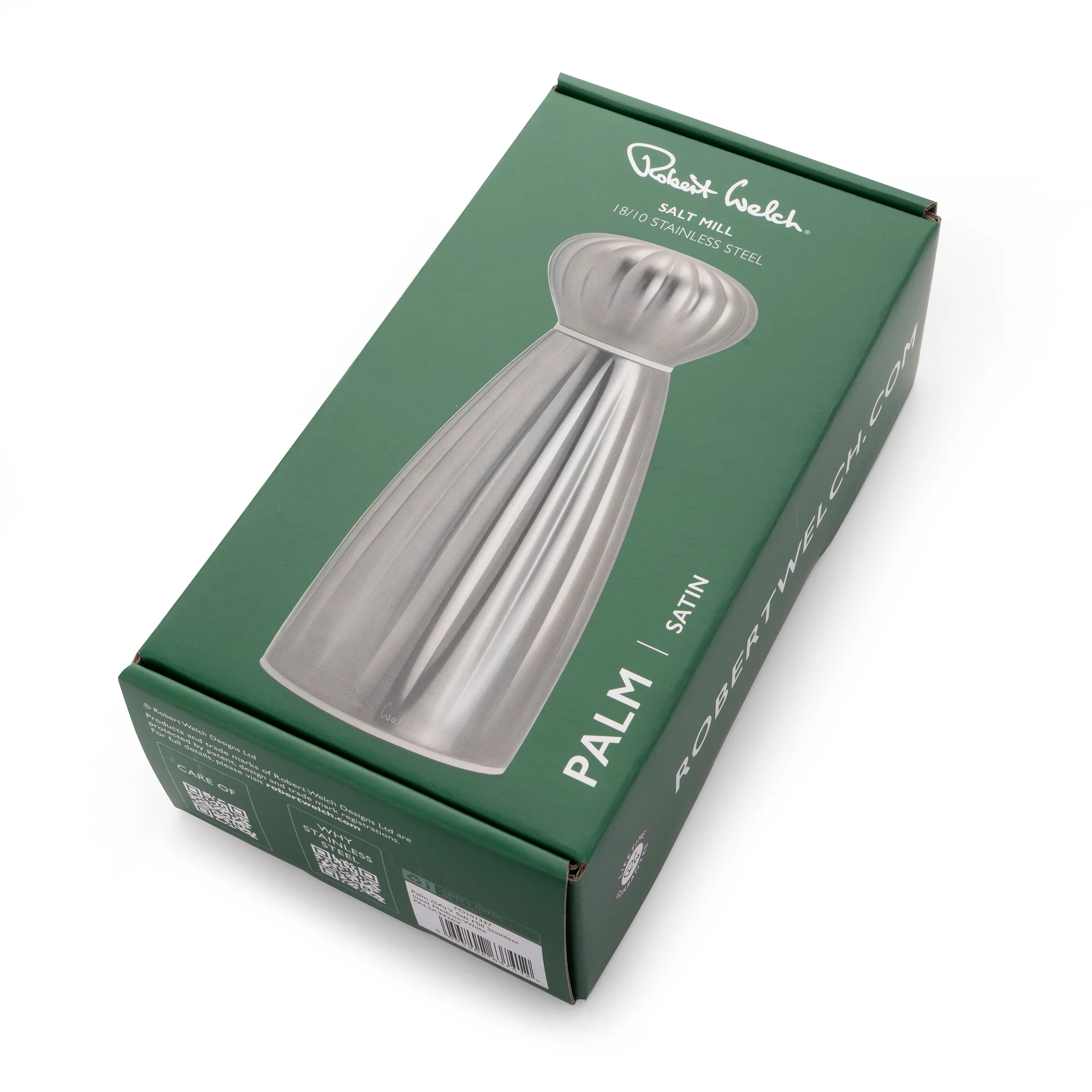 Palm Satin Stainless Steel Medium White Salt Mill - Image 3