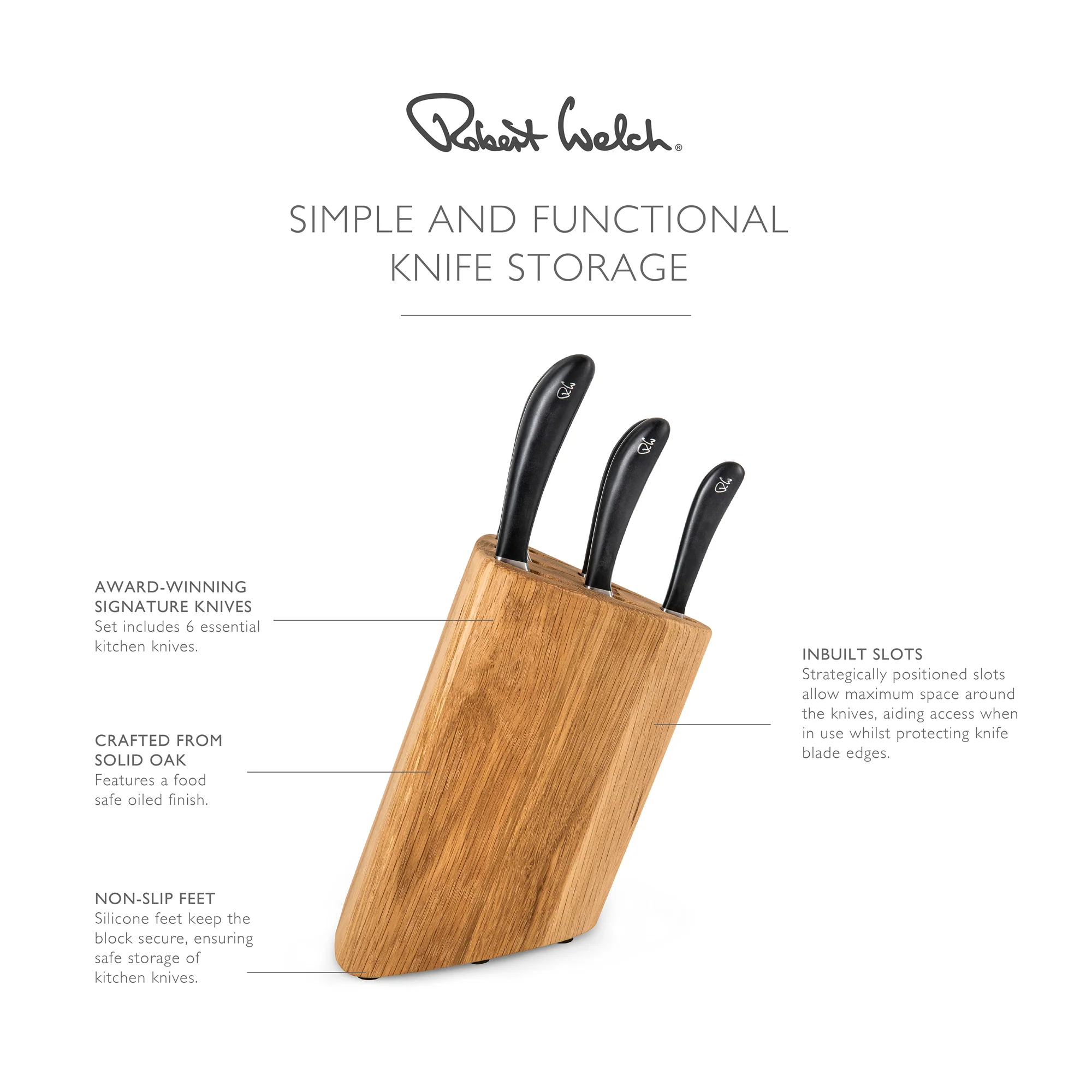 Signature Prism Oak Knife Block Set with Knife Sharpener - Image 6